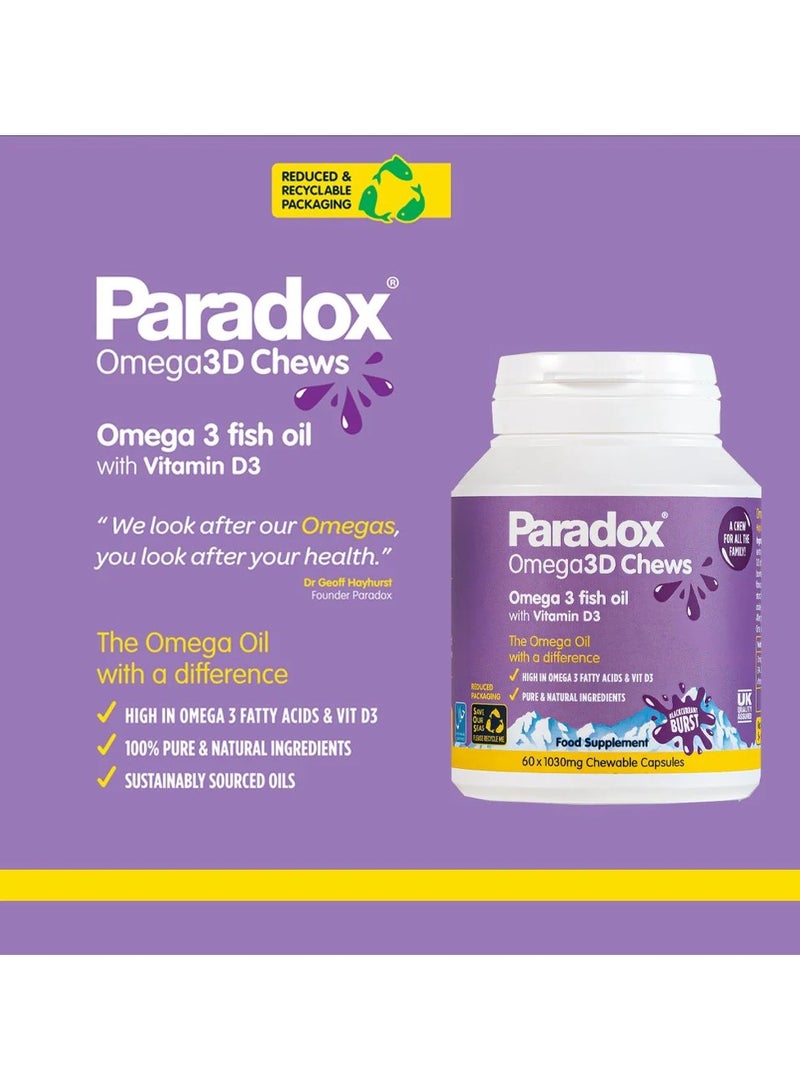 Paradox Omega 3D Chews – Heart, Brain & Eye Support, 60 Chewable Capsules - Image 2