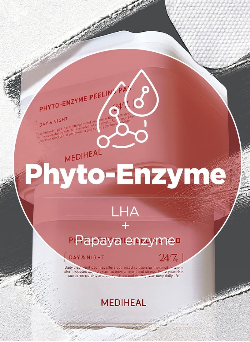 ميدي هيل MEDIHEAL ضمادة تقشير بالإنزيمات النباتية - ضمادات شاش نباتية لشد مسام الوجه مع LHA وإنزيم البابايا للتحكم في الدهون - ضمادات تقشير لخلايا الجلد الميتة، 90 ضمادة - Image 3
