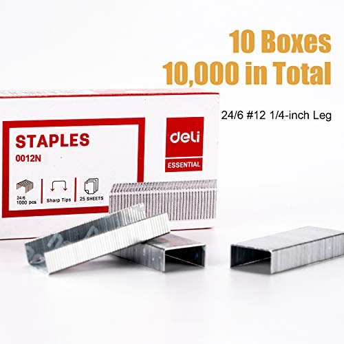 Leven Deli 10,000 Staples, Fits Deli 25, 40 and 60 Sheet Capacity Staplers, Standard 1/4 Inch Length, 24/6, Jam Free Sharp Chisel Point Design, 10 Boxes of 1,000 Staples, Fits Standard Staplers(0012N) - Image 2