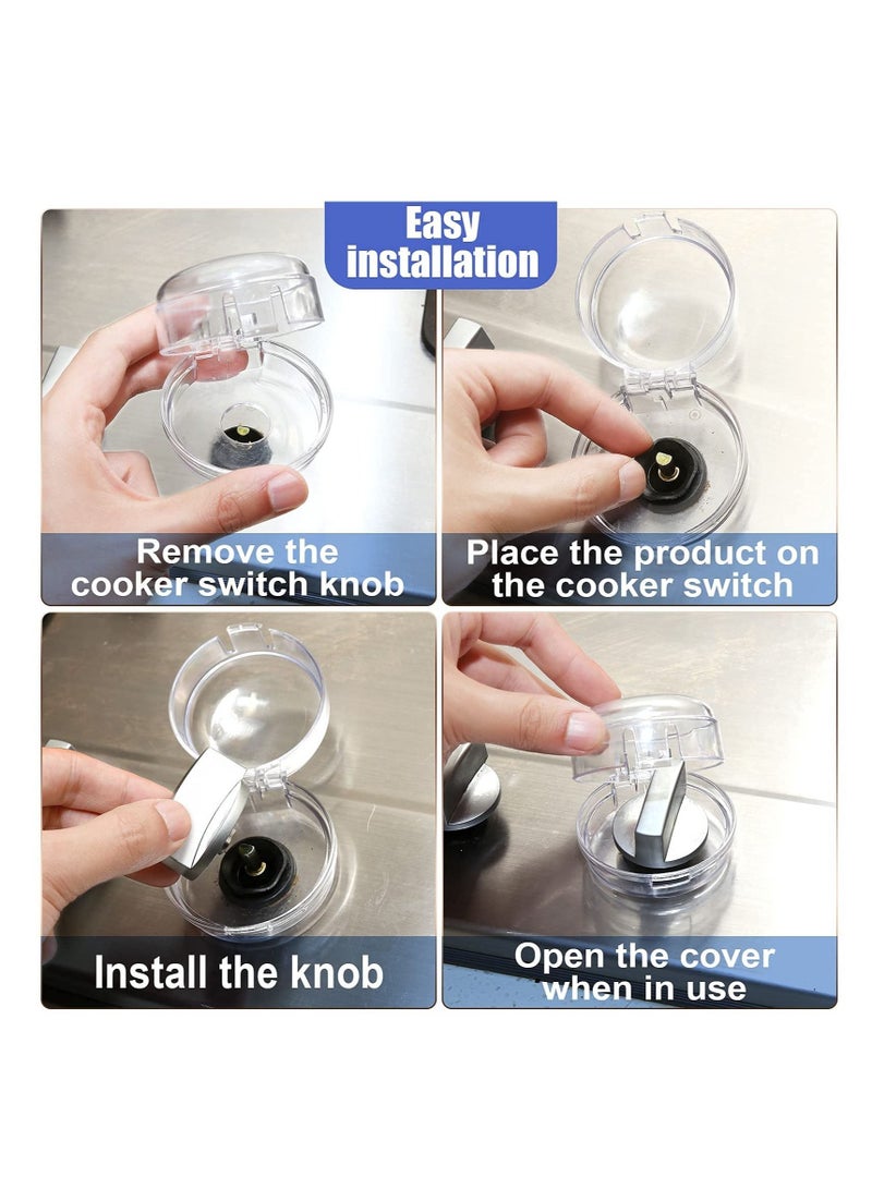 Excefore Transparent Stove Knob Covers Kitchen Gas Stove Knob Covers Safety Oven Knob Covers Toddler Child Proof Kitchen Safety Guard Easy to Install for Home Kitchen - Image 3