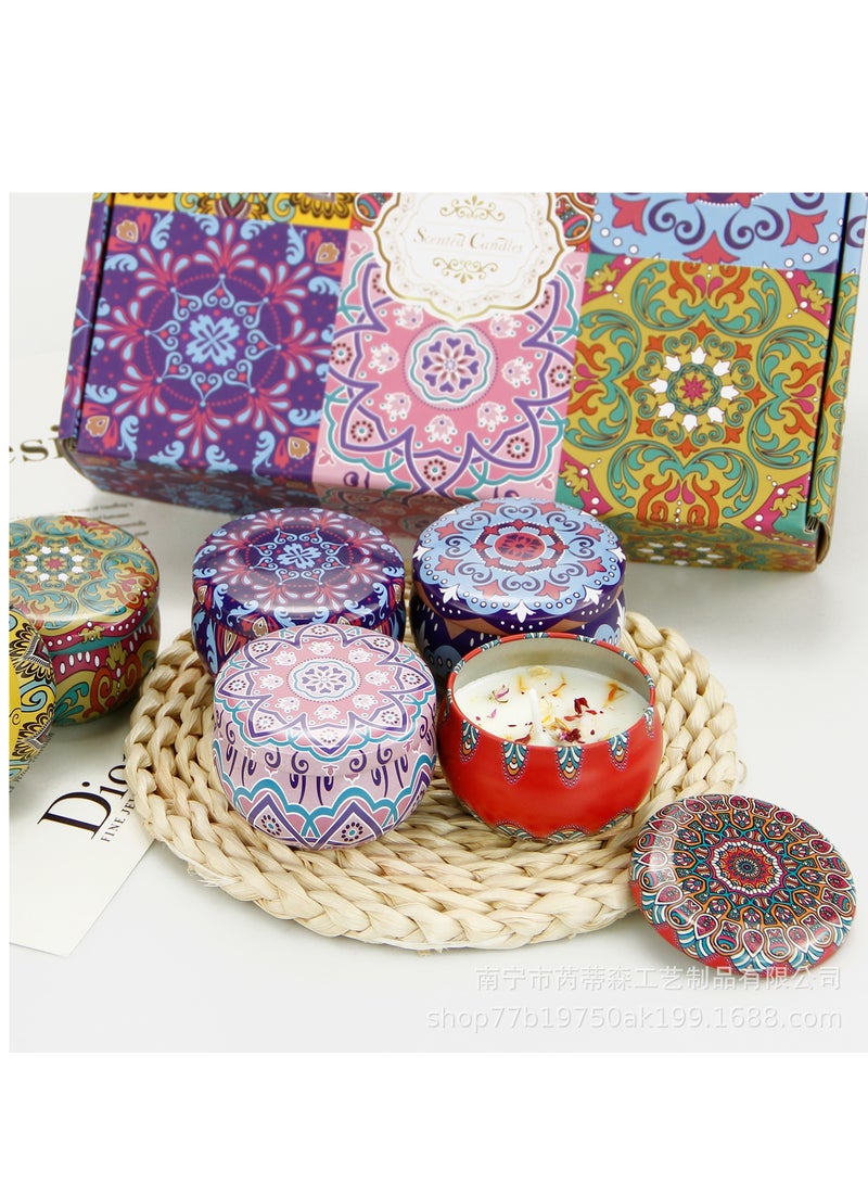 Ramadan Luxury Gift Set 6pcs Scented Candles Gift Box and 5 Sheets Brownish Red Temporary Waterproof Henna Tattoo Stickers (Ramdom 5 Sheets) - Image 3