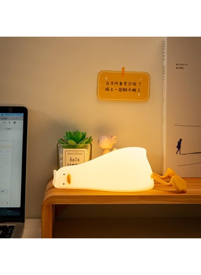 مصباح ليلي بطة سيليكون للأطفال، مصباح LED قابل لإعادة الشحن بمنفذ USB مع مستشعر لمس ومؤقت - Image 1