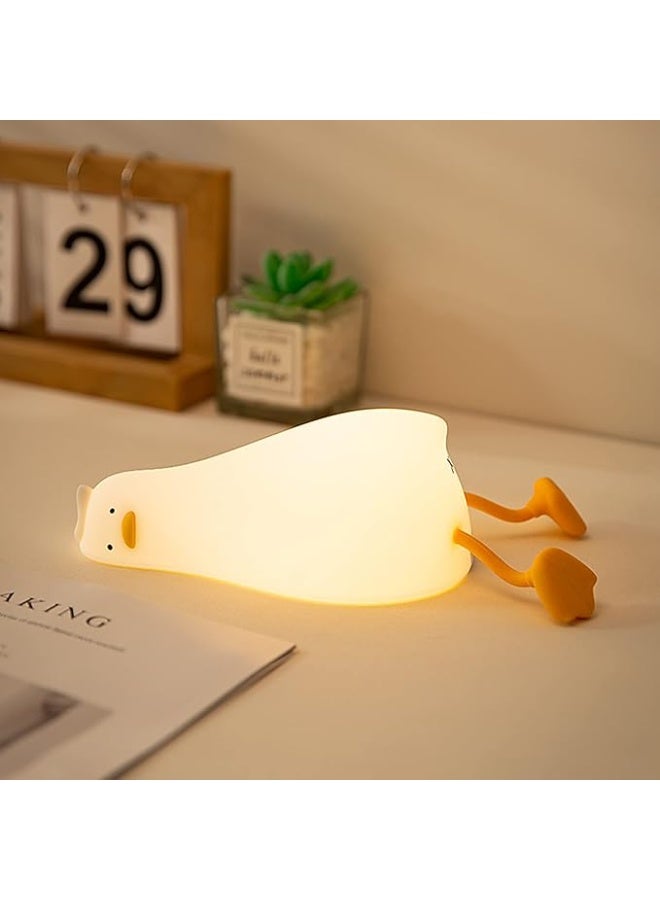 مصباح ليلي بطة سيليكون للأطفال، مصباح LED قابل لإعادة الشحن بمنفذ USB مع مستشعر لمس ومؤقت - Image 2