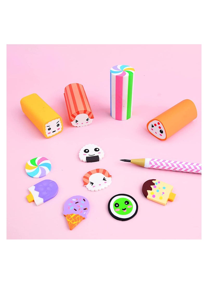 SYOSI 12 Pcs Sushi Desserts Erasers Assorted Long Mini Food Pencil Eraser for Kids Party Favors School Student Prizes Gift - Image 5