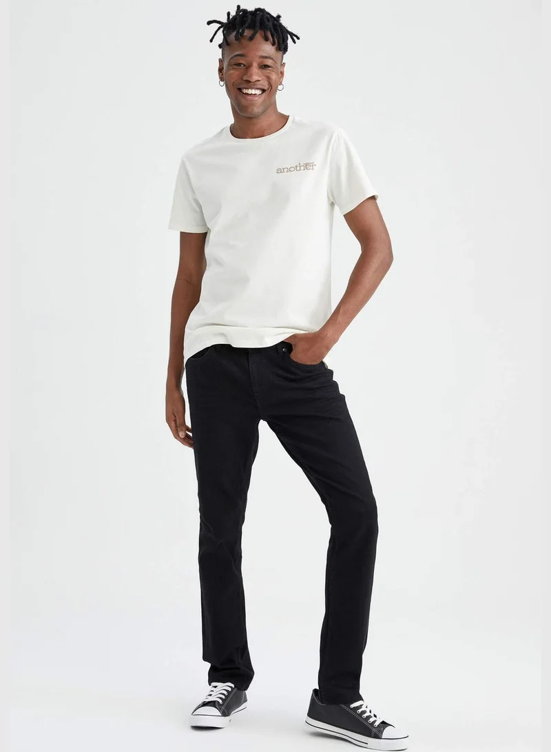 DeFacto Slim Fit Crew Neck Short Sleeve Slogan Print T-Shirt
