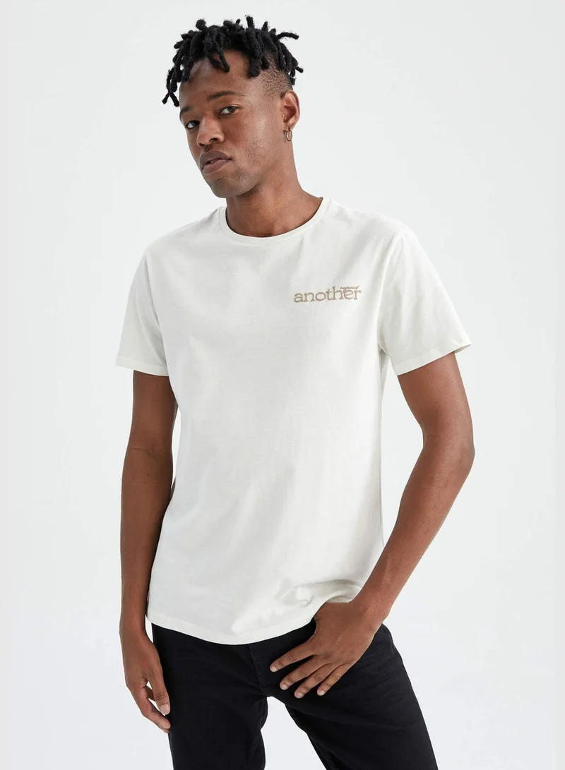 DeFacto Slim Fit Crew Neck Short Sleeve Slogan Print T-Shirt