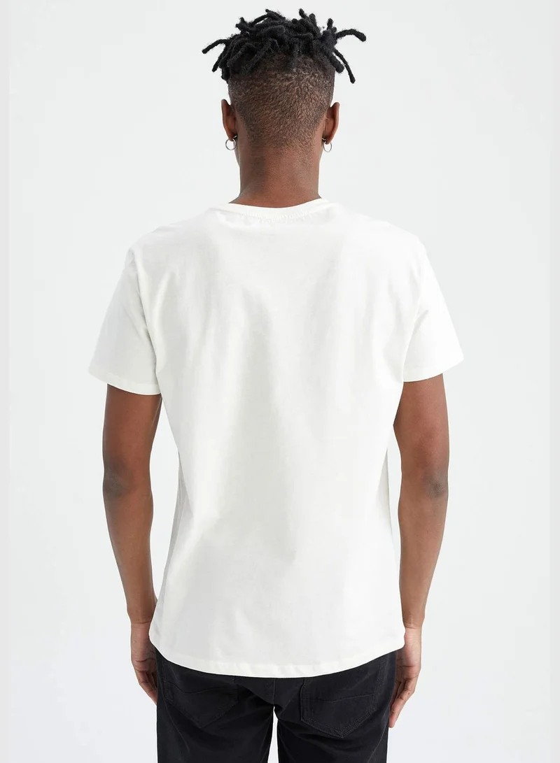 DeFacto Slim Fit Crew Neck Short Sleeve Slogan Print T-Shirt
