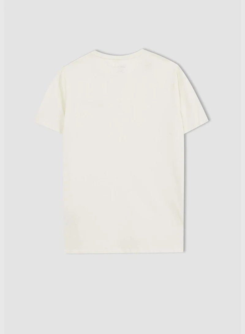 DeFacto Slim Fit Crew Neck Short Sleeve Slogan Print T-Shirt