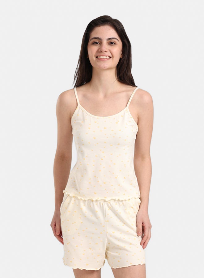 Carina Yellow Hearts Cotton Pyjama Set - Image 1