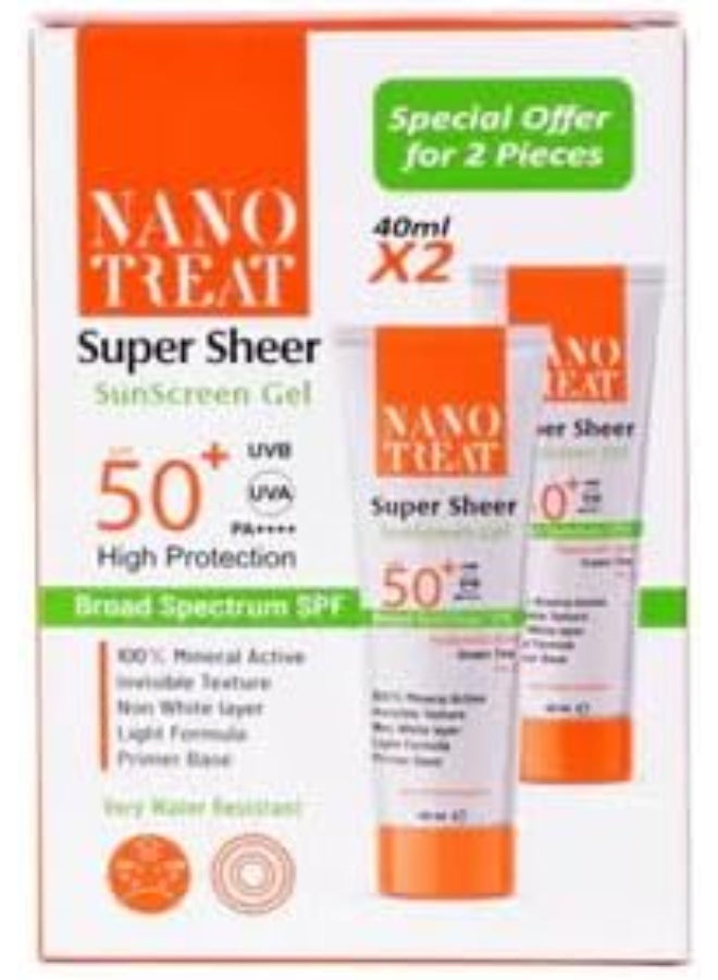 Nano Treat Super Sheer Sunscreen Gel SPF 50+ – High Protection, Lightweight Formula – 80ml