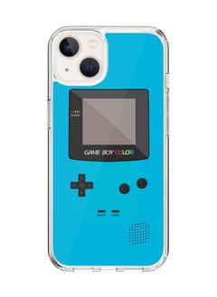 Classic Clear Case for Apple iPhone 15 Plus Hybrid Soft Case Flexible Edges Anti Drop TPU PC Gel Thin Transparent Cover - Gameboy Color - Blue Full Print