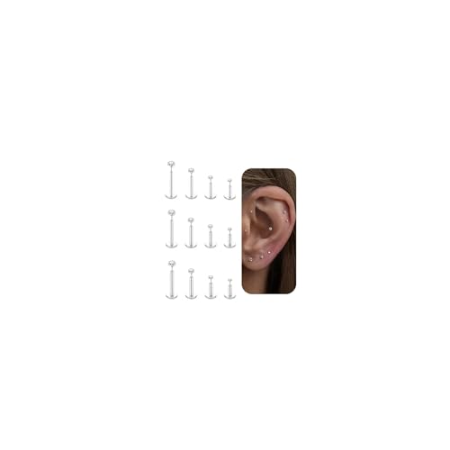NONTAI 16G 18G 20G Threadless Nose Stud Flat Back Earrings, Tiny Tragus Helix Stud Conch Cartilage Piercing Jewelry - Image 1