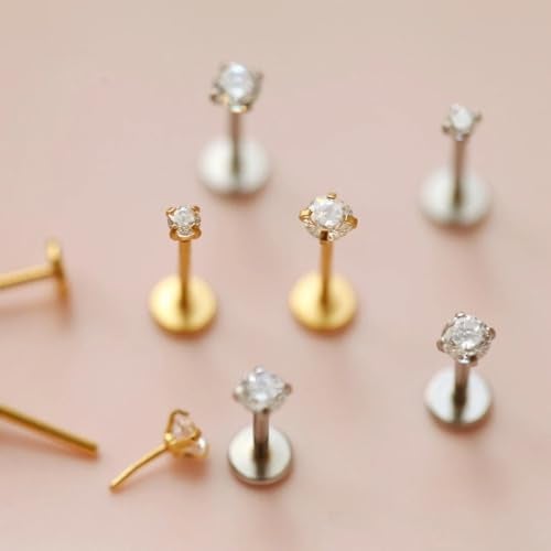 NONTAI 16G 18G 20G Threadless Nose Stud Flat Back Earrings, Tiny Tragus Helix Stud Conch Cartilage Piercing Jewelry - Image 4