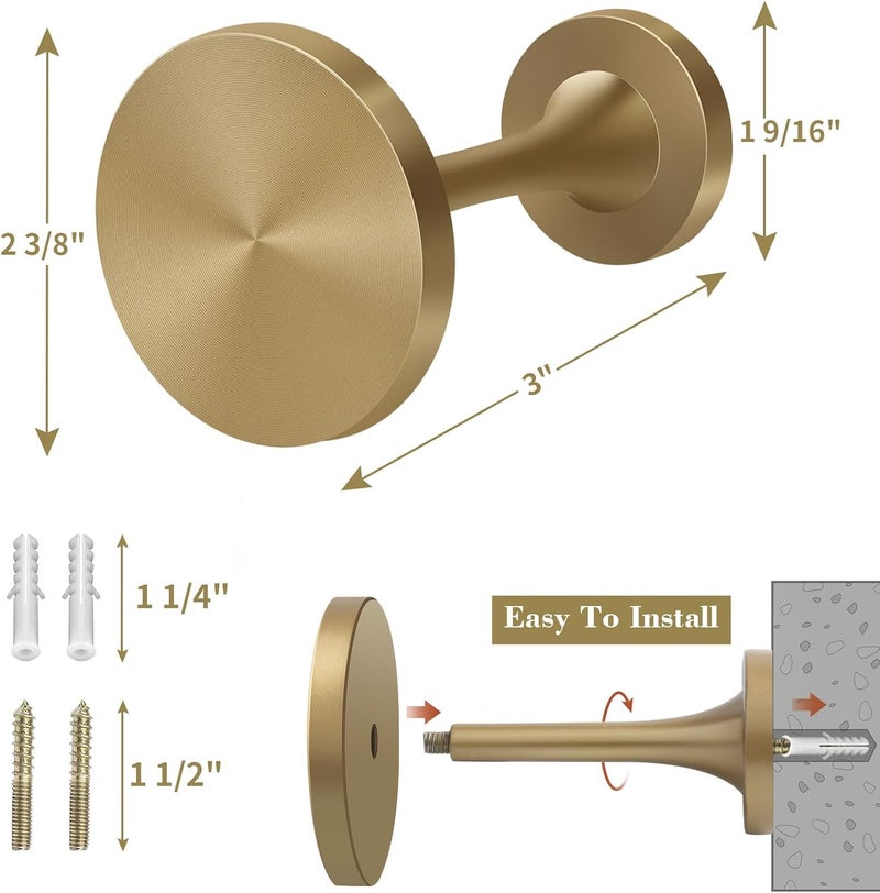 Gudui Curtain Holdbacks, Decorative Curtain Tieback Hooks Wall Mounted Metal Drapery Holdbacks with Screws, Vintage Curtain Tassel Holders Medallion Round Curtain Pull Backs, Dark Gold 2 Pack - Image 2