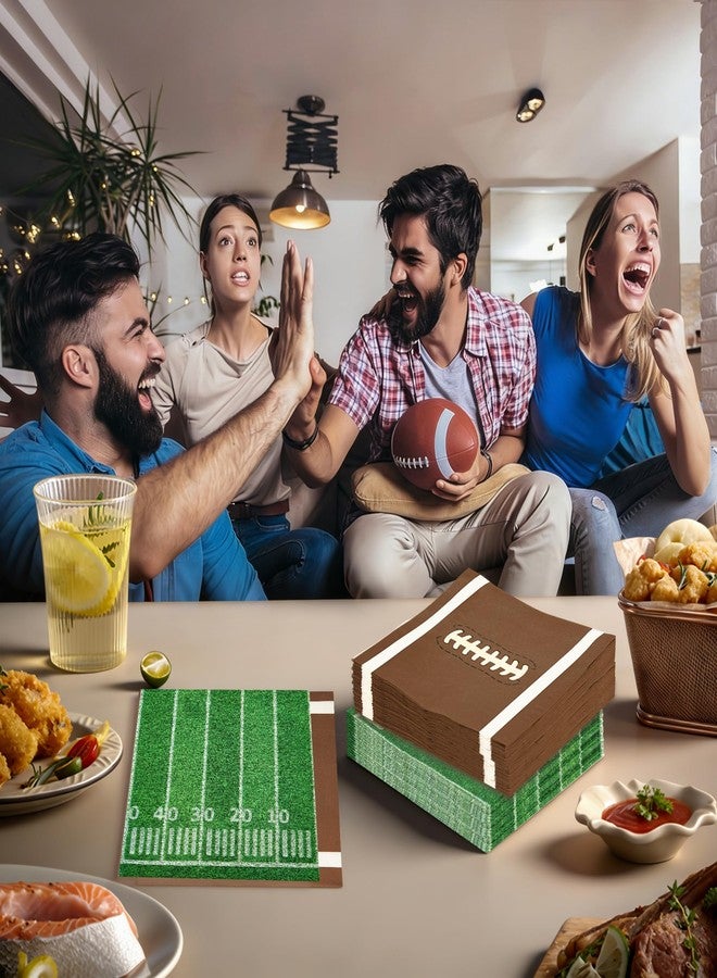 PureGuard 80 PCS Football Napkins, PureGuard Football Party Supplies 6.7 Inches Cocktail Napkins Paper Disposable for Football Birthday Theme Party Game Day Tailgate Party Favors Decorations - Image 5