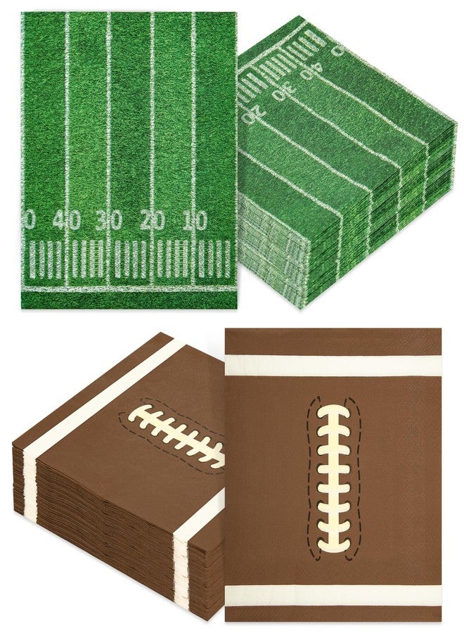 PureGuard 80 PCS Football Napkins, PureGuard Football Party Supplies 6.7 Inches Cocktail Napkins Paper Disposable for Football Birthday Theme Party Game Day Tailgate Party Favors Decorations - Image 1