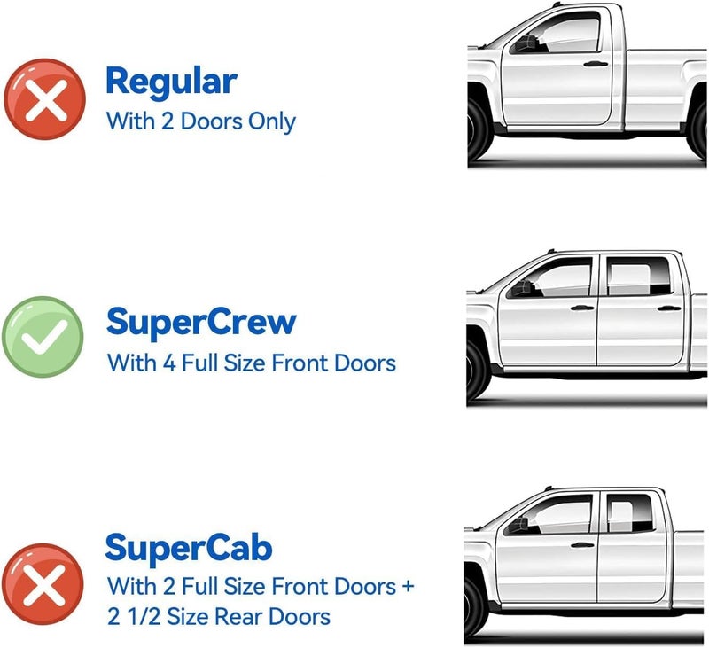 YQAUTEC Window Visors Rain Guards for 2015-2025 Ford F150 SuperCrew, Out-Channel Sun Rain Shades Window Vent Deflectors for 2017-2025 F-150 Raptor F250 F350 F450 F550 Super Duty Crew Cab, for Full-Size Cabs - Image 2