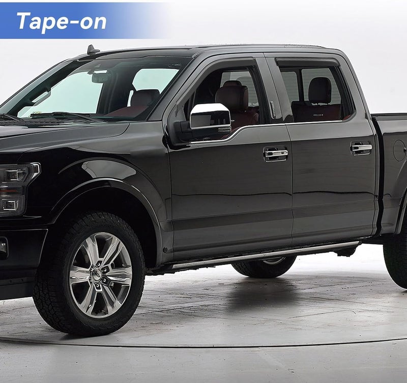 YQAUTEC Window Visors Rain Guards for 2015-2025 Ford F150 SuperCrew, Out-Channel Sun Rain Shades Window Vent Deflectors for 2017-2025 F-150 Raptor F250 F350 F450 F550 Super Duty Crew Cab, for Full-Size Cabs - Image 4