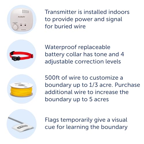 PetSafe 2-Dog Basic In-Ground Fence System - Easy Install Electric Pet Barrier with Visual Cue Boundary Flags, 2 Waterproof Collars & Indoor Transmitter - Long-Lasting Training System - Image 3