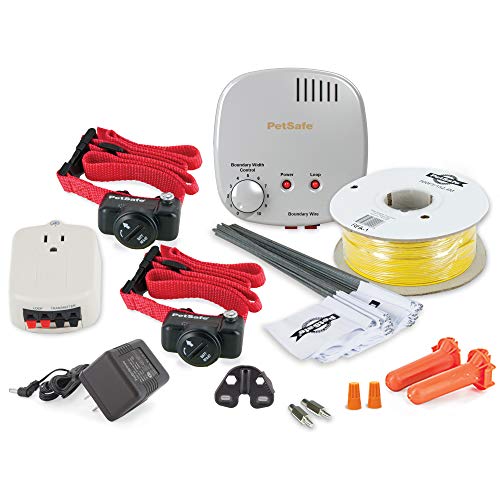 PetSafe 2-Dog Basic In-Ground Fence System - Easy Install Electric Pet Barrier with Visual Cue Boundary Flags, 2 Waterproof Collars & Indoor Transmitter - Long-Lasting Training System - Image 1