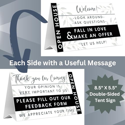 Life Charge Open House Supplies. Real Estate Sign in Book Guest Registry Notepad for Collecting Realtor Leads & Home Sale Feedback. Kit has Form Pads, Door Hangers & Tent Card Displays. Elegant Black, Two-pack. - Image 5