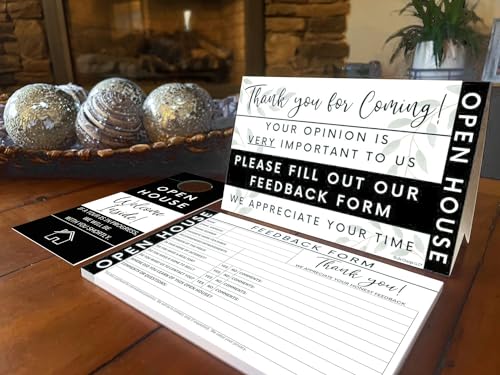 Life Charge Open House Supplies. Real Estate Sign in Book Guest Registry Notepad for Collecting Realtor Leads & Home Sale Feedback. Kit has Form Pads, Door Hangers & Tent Card Displays. Elegant Black, Two-pack. - Image 2