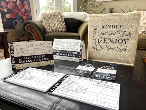 Life Charge Open House Supplies. Real Estate Sign in Book Guest Registry Notepad for Collecting Realtor Leads & Home Sale Feedback. Kit has Form Pads, Door Hangers & Tent Card Displays. Elegant Black, Two-pack. - Image 3