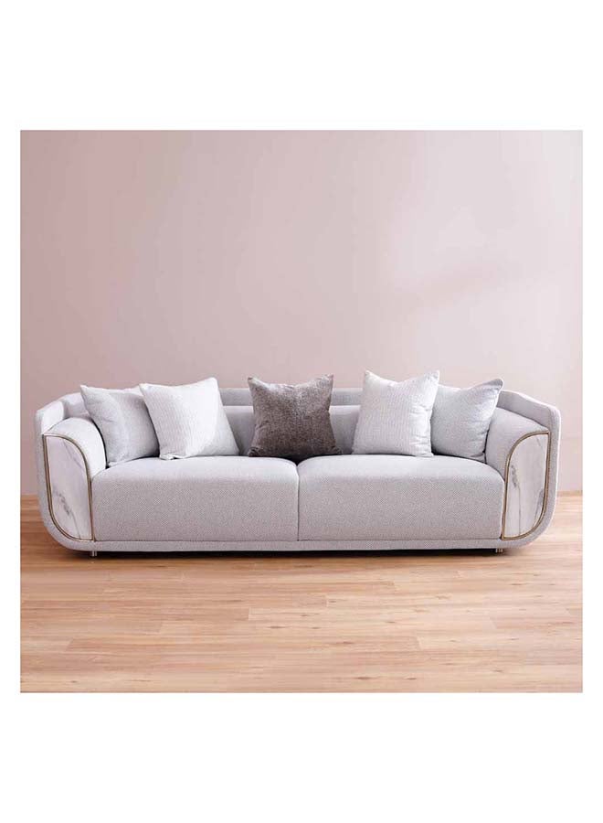 Danube Home Trident 3 Seater Fabric Sofa Modern Design Three Seat Sofas Comfortable Living Room Furniture L 245 x W 100 x H 75 cm Grey / Champagne - Image 2