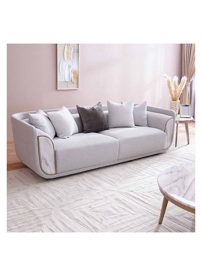 Danube Home Trident 3 Seater Fabric Sofa Modern Design Three Seat Sofas Comfortable Living Room Furniture L 245 x W 100 x H 75 cm Grey / Champagne - Image 3