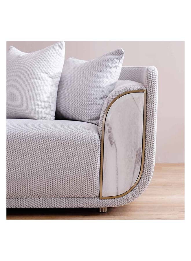 Danube Home Trident 3 Seater Fabric Sofa Modern Design Three Seat Sofas Comfortable Living Room Furniture L 245 x W 100 x H 75 cm Grey / Champagne - Image 4