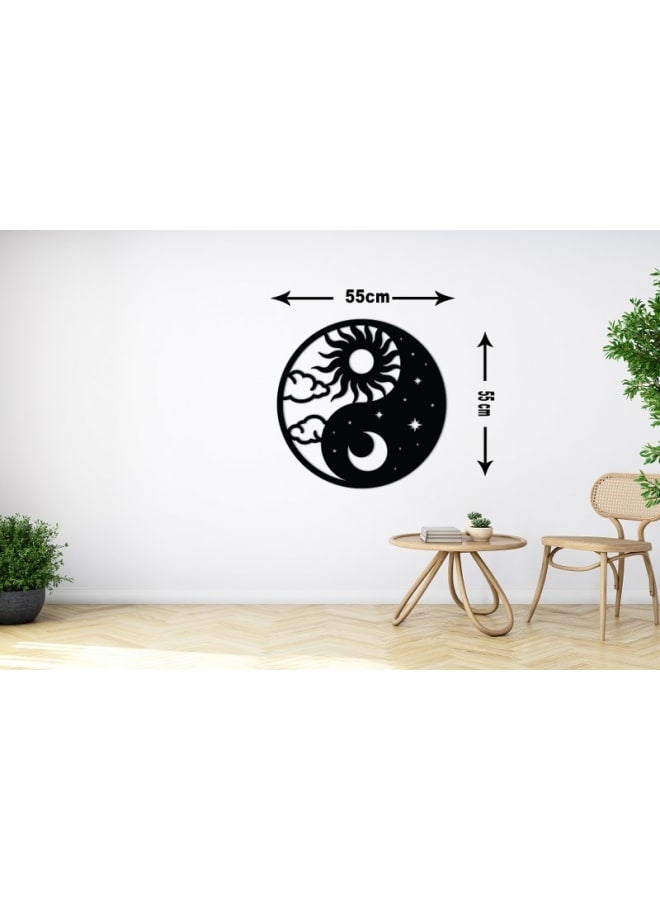 هوم جاليري لوحة جدارية خشبية للشمس والقمر والين واليانغ - Image 3