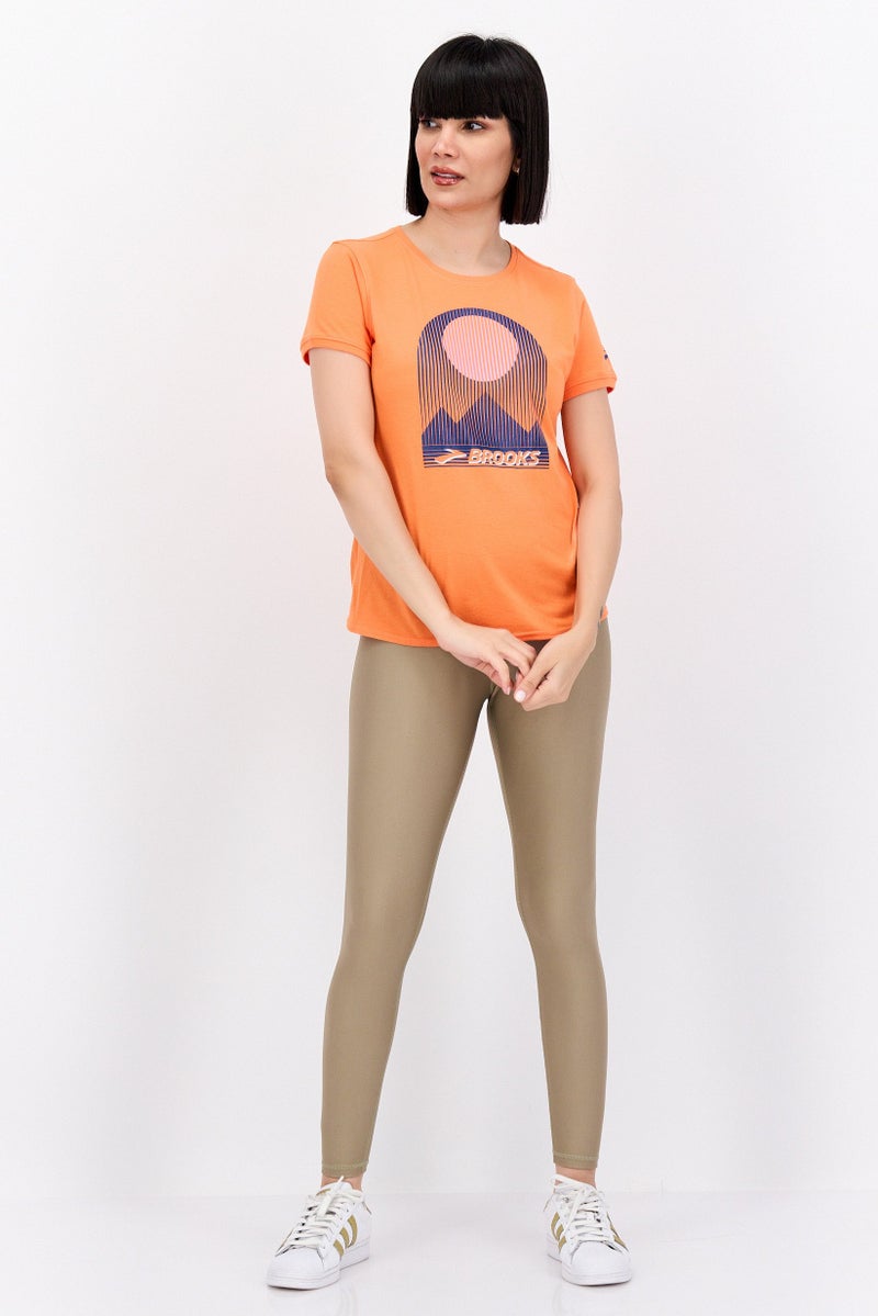 Brooks Women Sportswear Fit Short Sleeve Running Top, Orange - Image 4