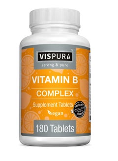 Vitamin B-Complex, 180 Vegan Tablets, All B Vitamins Including B12, B1, B2, B3, B5, B6, B7, B9, Folic Acid, Energy and Healthy Immune System