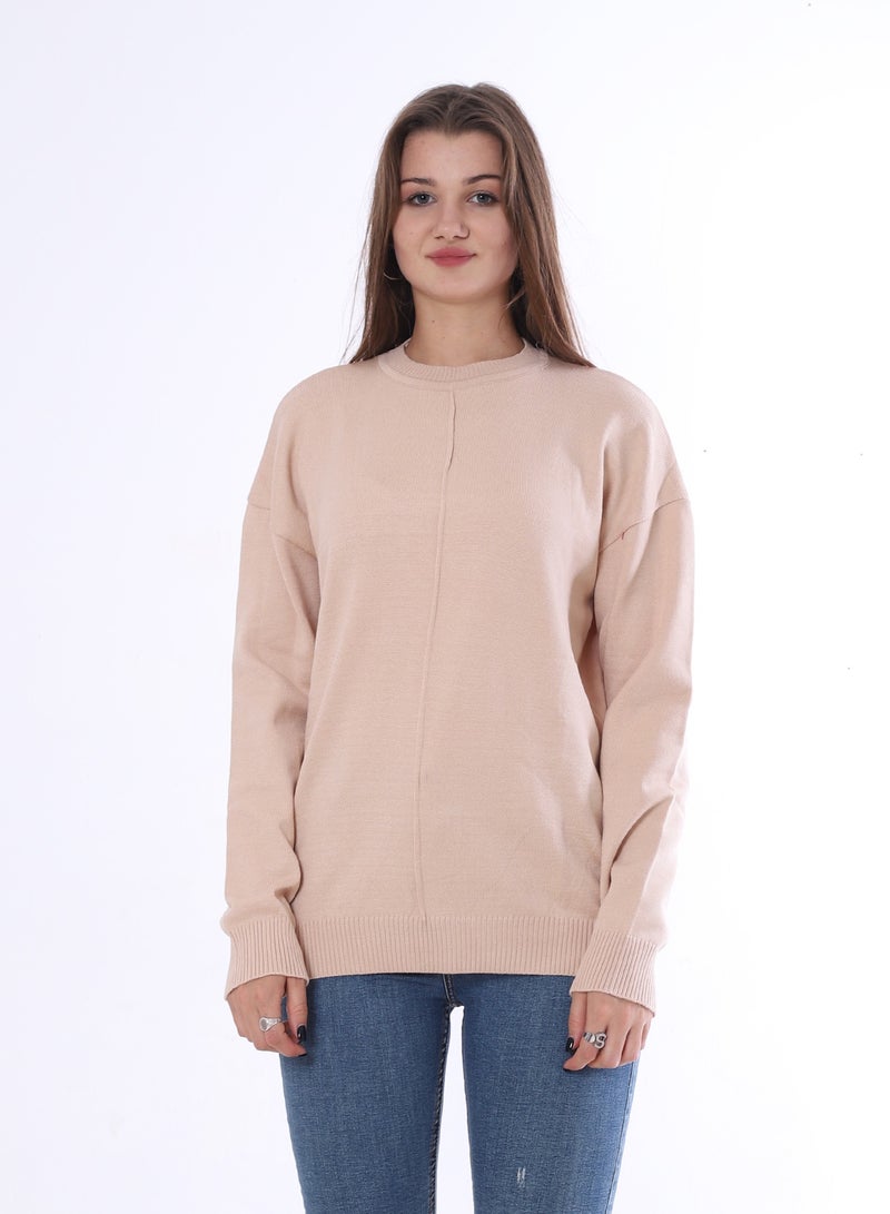 بيبو بلوفر سادة حريمي_بيج - Image 1