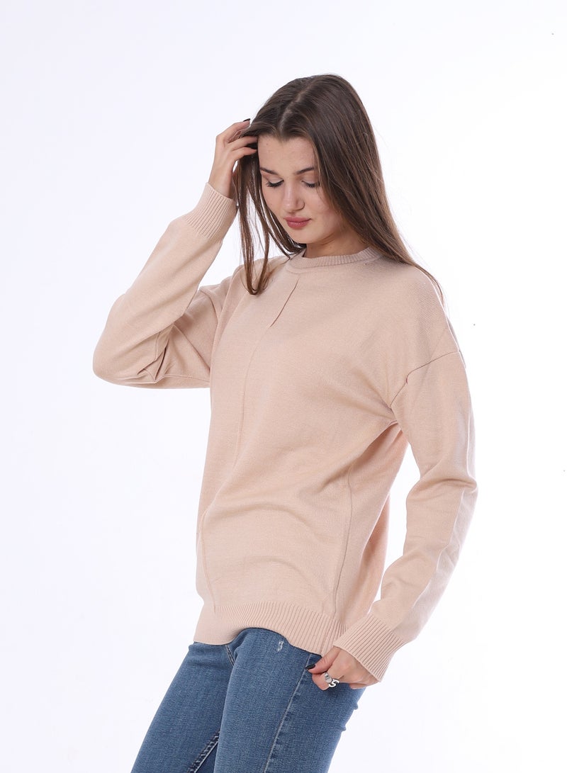 بيبو بلوفر سادة حريمي_بيج - Image 2