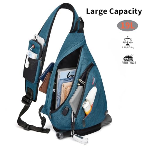 TUDEQU Sling backpack, 8 Pockets Sling Bag Crossbody, 19L Large Sling Bag for Men Travel Crossbody Backpack Hiking Outdoor - Image 2