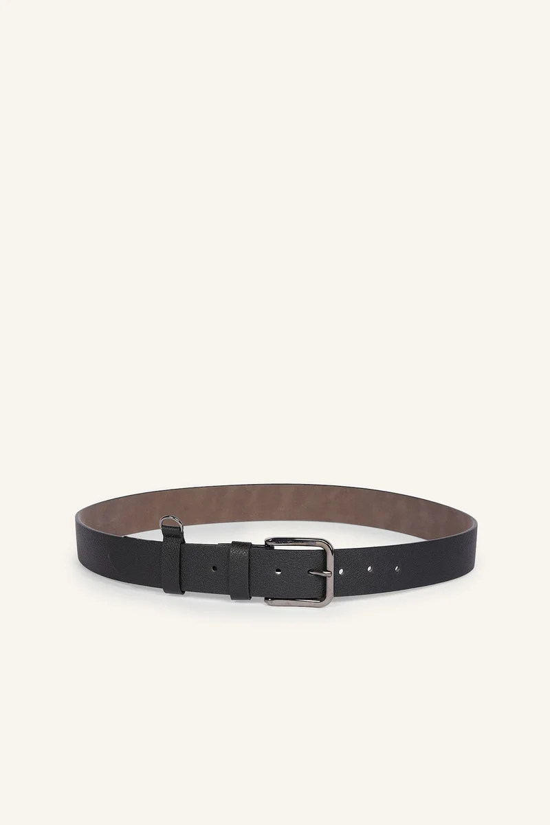 Defacto Man Rectangular Metal Buckle Faux Leather Casual Belt