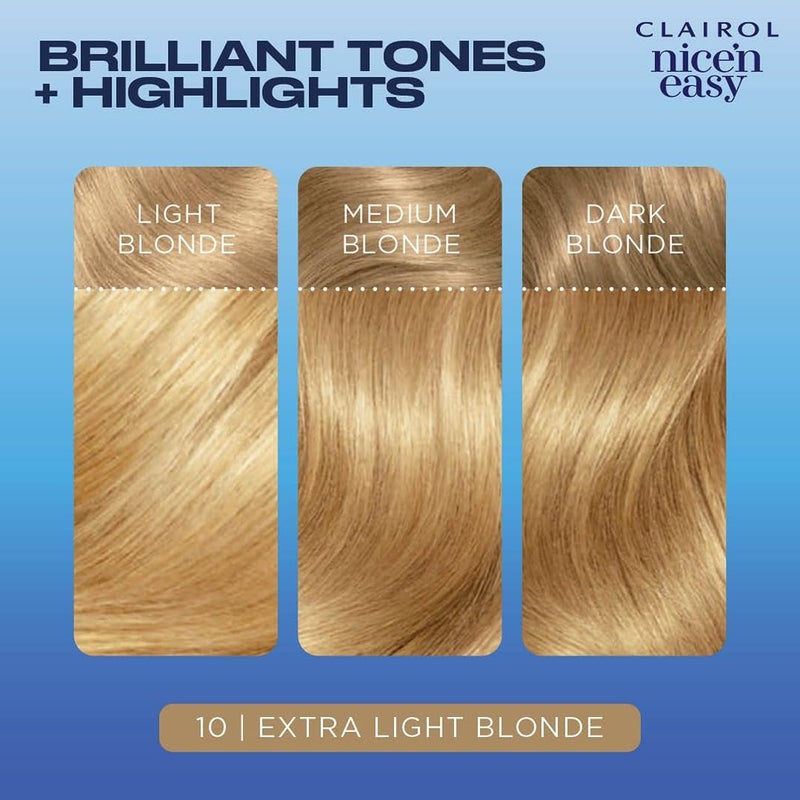 Clairol Nice'n Easy Permanent Hair Dye, 10 Extra Light Blonde Hair Color, Pack of 1 - Image 4