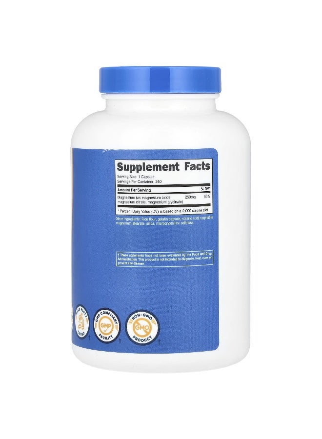 Nutricost نوتريكوست، مركب المغنيسيوم، قوة عادية، 250 ملغ، 240 كبسولة - Image 2