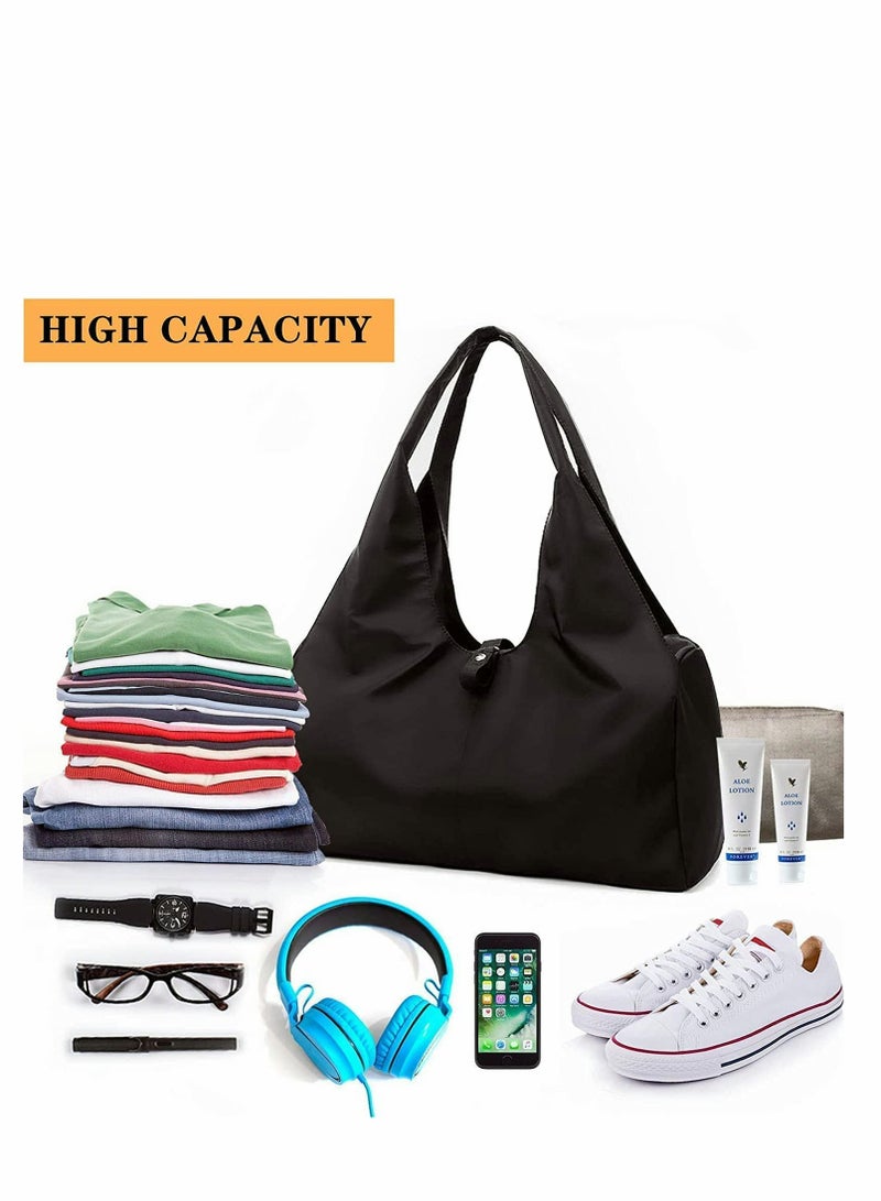 Versatile Waterproof Gym Bag with Yoga Mat Strap, Large Sports Duffel for Travel, Training and Weekend Getaways, Includes Shoes Compartment, Stylish Black Design  - Image 3