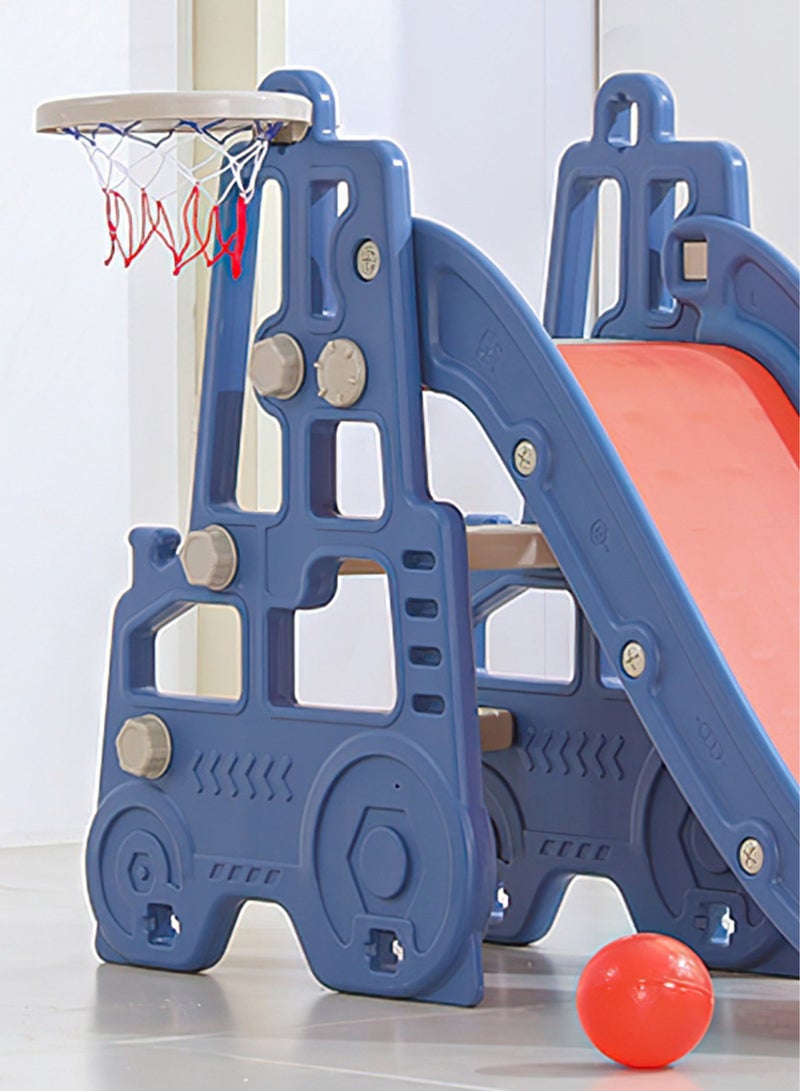 شو وو مجموعة ألعاب تسلق 3 في 1 للأطفال من زلاقة قابلة للطي للأطفال الصغار مع حلقات كرة سلة ومنزلق كرات، مجموعة ألعاب ملعب داخلي، للأطفال من سن 1 إلى 3 سنوات، للأولاد والبنات في أعياد الميلاد، باللون الأزرق - Image 3