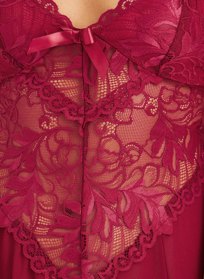 Styli Styli Lace Detail Double Slit Mesh Slip Dress with Briefs - Image 2