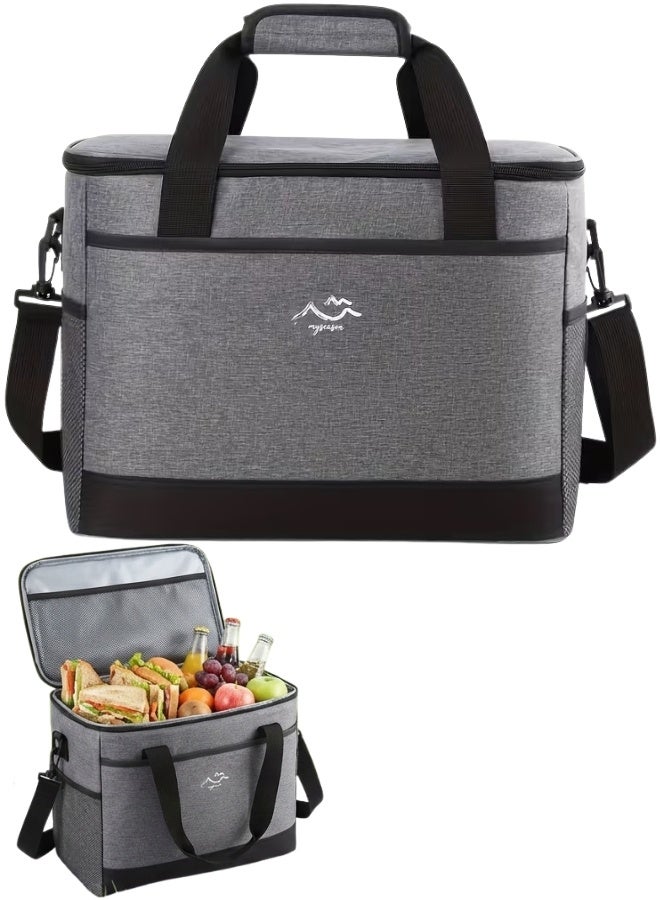 هابي هوم حقيبة تبريد كبيرة جدًا بسعة 26 لتر قابلة لإعادة الاستخدام للرجال والنساء – شنطة غداء محمولة مقاومة للتسرب بخامة أوكسفورد مقاومة للماء – بطانة ألومنيوم فود جريد لعزل حراري طويل الأمد – تصميم عملي مع حزام كتف قابل للفصل ومقابض مبطنة – مثالية للعمل، المدرسة، النزهات، الشاطئ والرحلات الخارجية - Image 1