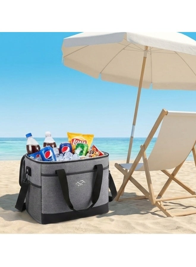 هابي هوم حقيبة تبريد كبيرة جدًا بسعة 26 لتر قابلة لإعادة الاستخدام للرجال والنساء – شنطة غداء محمولة مقاومة للتسرب بخامة أوكسفورد مقاومة للماء – بطانة ألومنيوم فود جريد لعزل حراري طويل الأمد – تصميم عملي مع حزام كتف قابل للفصل ومقابض مبطنة – مثالية للعمل، المدرسة، النزهات، الشاطئ والرحلات الخارجية - Image 4