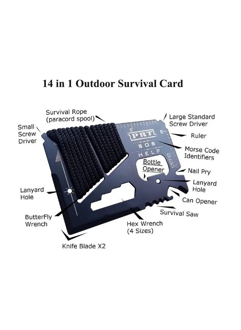 14 in 1 Opener Survival Card Tool, Credit Card Sized Wallet Multitool Gift for Men & Gadgets Tactical Survival Tools