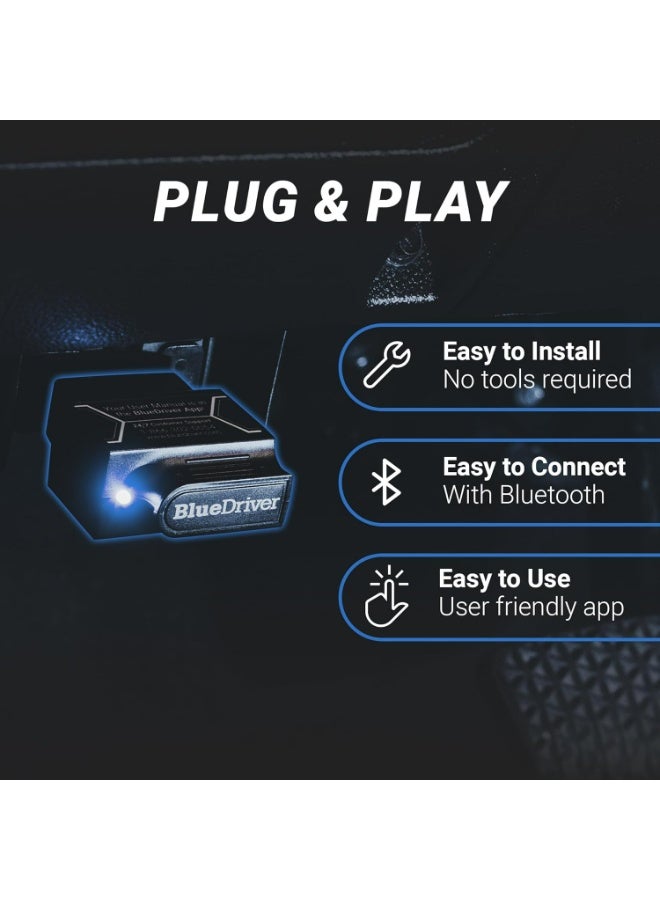 BlueDriver أداة فحص OBDII برو بلوتوث لهواتف آيفون وأندرويد - بدون رسوم اشتراك - ماسح سيارات OBD2 وقارئ رموز - تشخيص مشاكل المحرك، ABS، SRS، الوسائد الهوائية وأكثر من 7000 مشكلة في المركبات من 1996 وما بعدها - Image 5