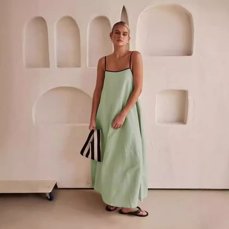 Summer New Fashion Contrast Color Loose Fit Camisole Swing Dress - Image 3