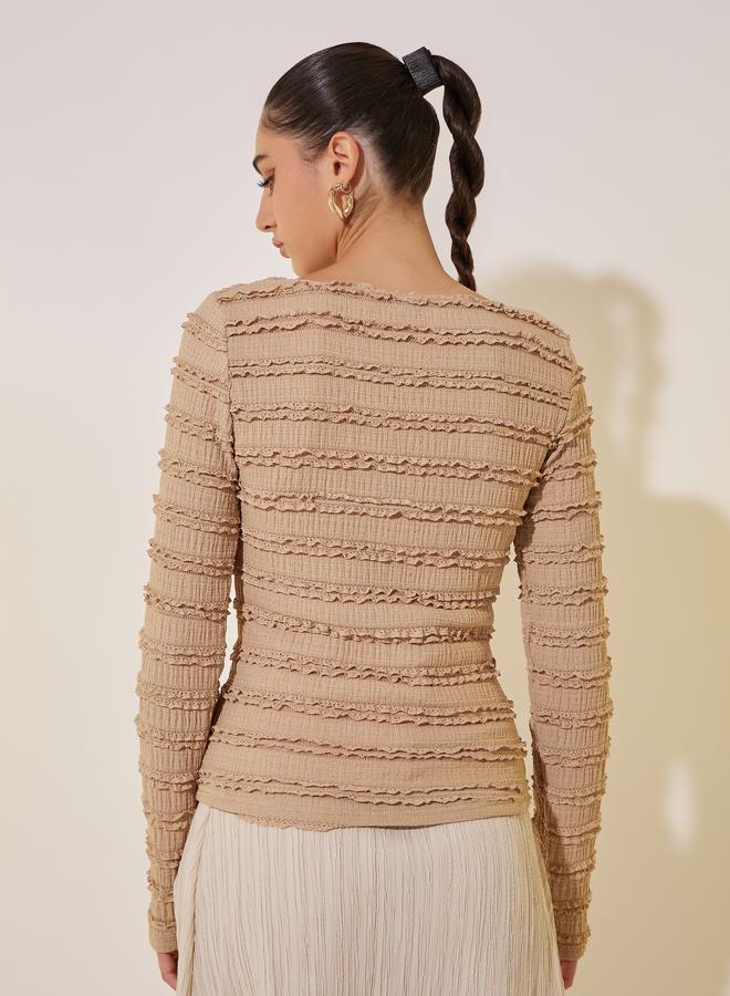 Take Two Textured Round Neck Long Sleeve Top - Image 5