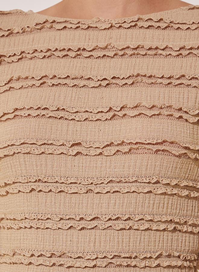 Take Two Textured Round Neck Long Sleeve Top - Image 4