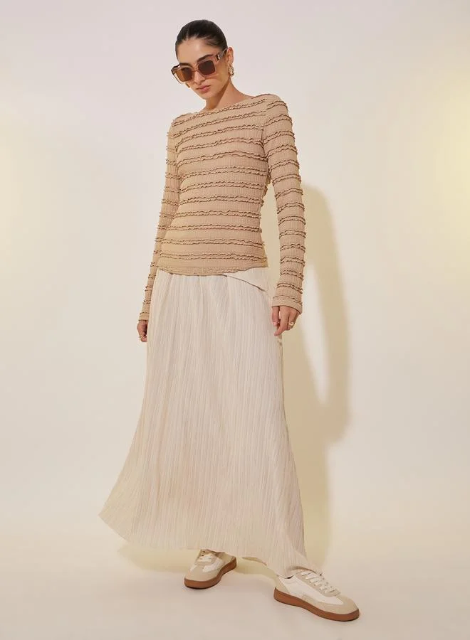 Take Two Textured Round Neck Long Sleeve Top